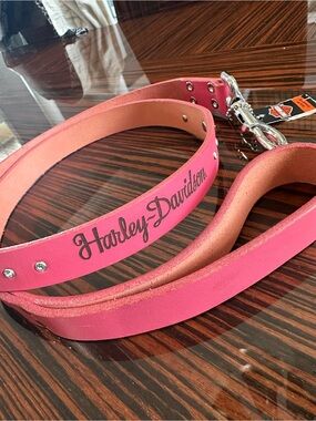 Harley-Davidson Pink Leather Dog Leash With HD Emblem And Diamanté Detail NWT